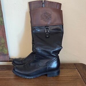 Black and Brown Knee Full Leather Boots 8